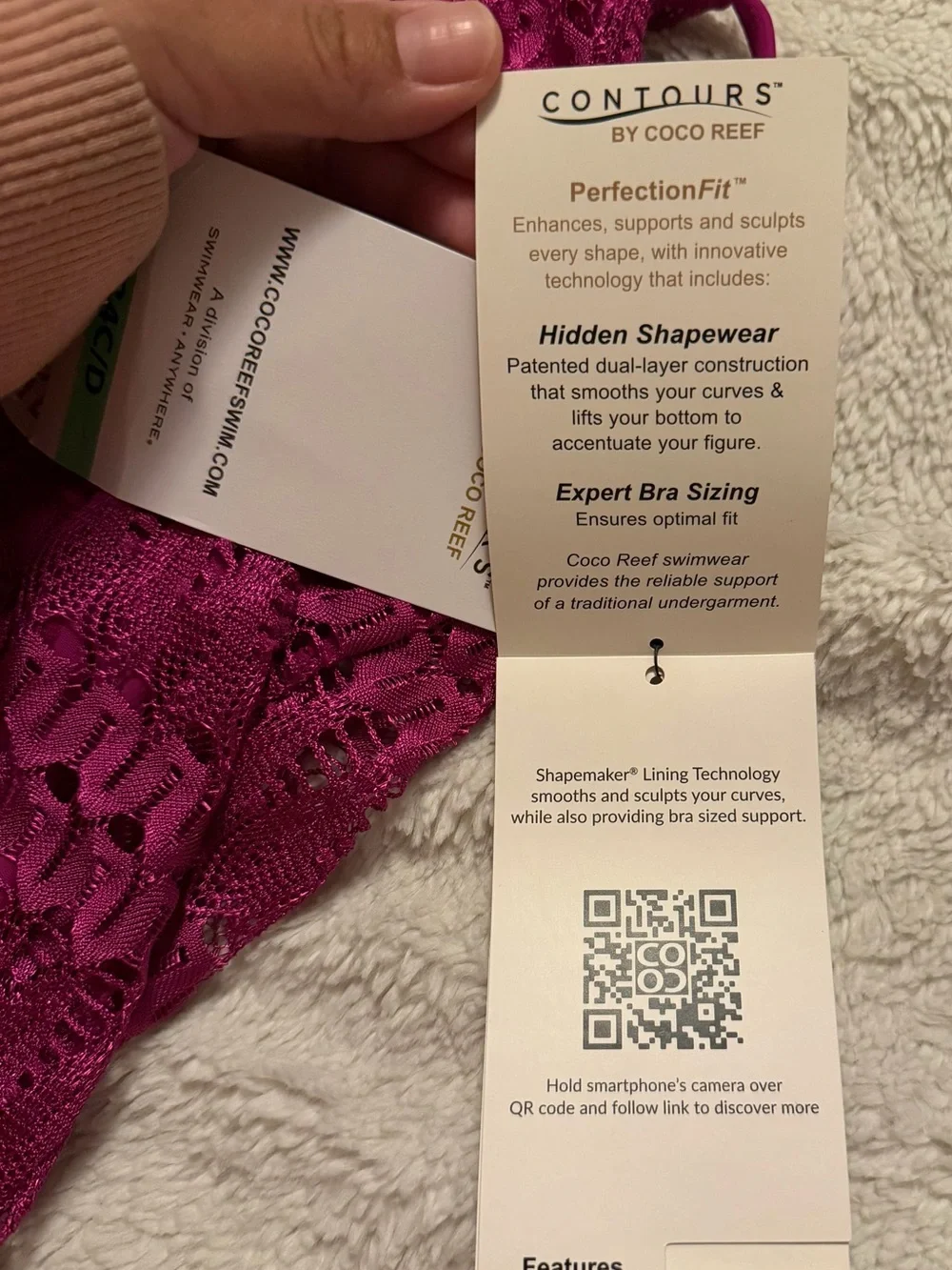 Magenta Crochet Overlay One-Piece Swimsuit - Picture 12 of 13